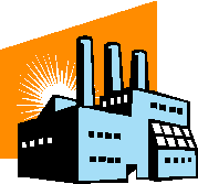 stylized picture of big factory buildings