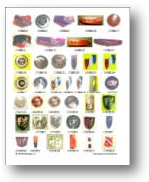 page full of car emblems from our color catalog